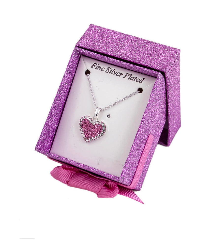 SILVER PLATED PINK CRYSTAL NECKLACE