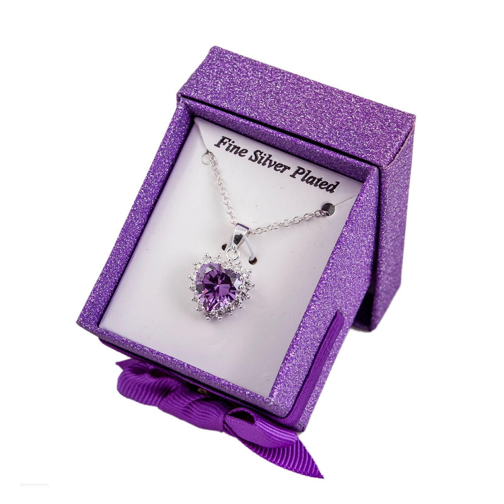 SILVER PLATED PURPLE CRYSTAL NECKLACE