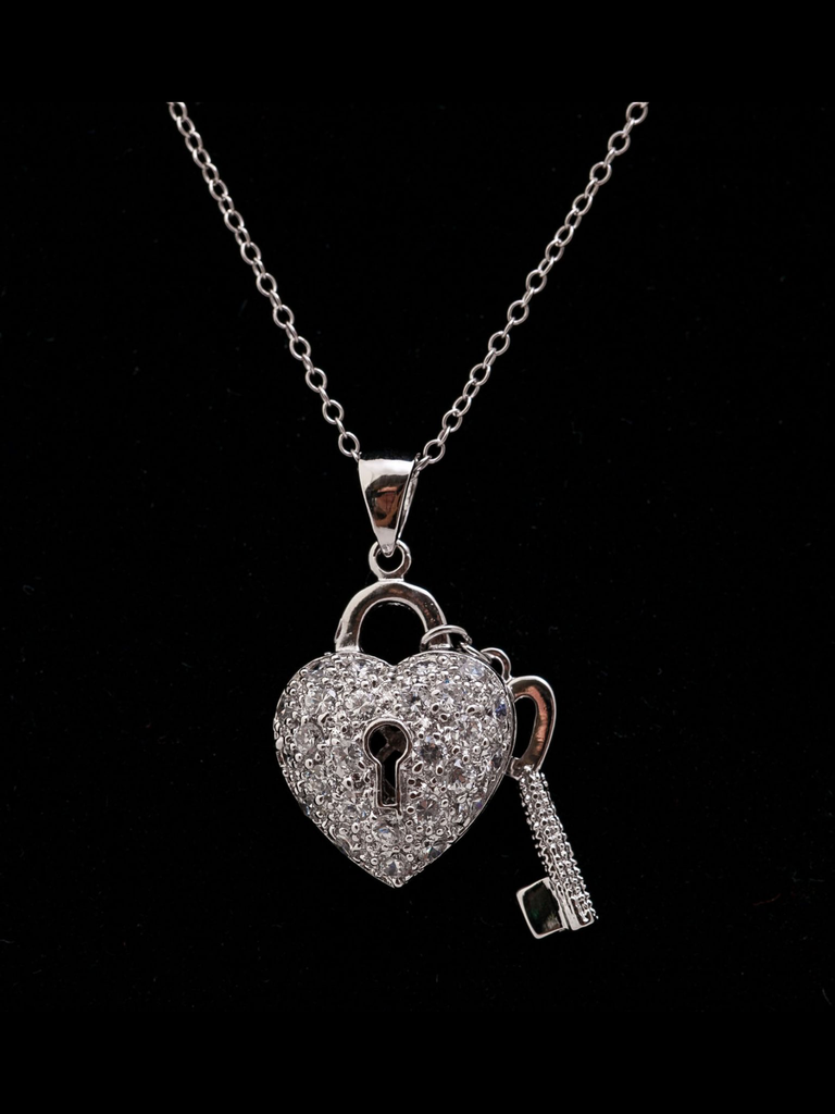 Sterling Silver Heart & Key Necklace